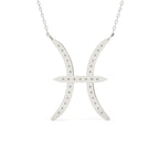 Pisces Zodiac Round Diamond Pendant With Gold Chain