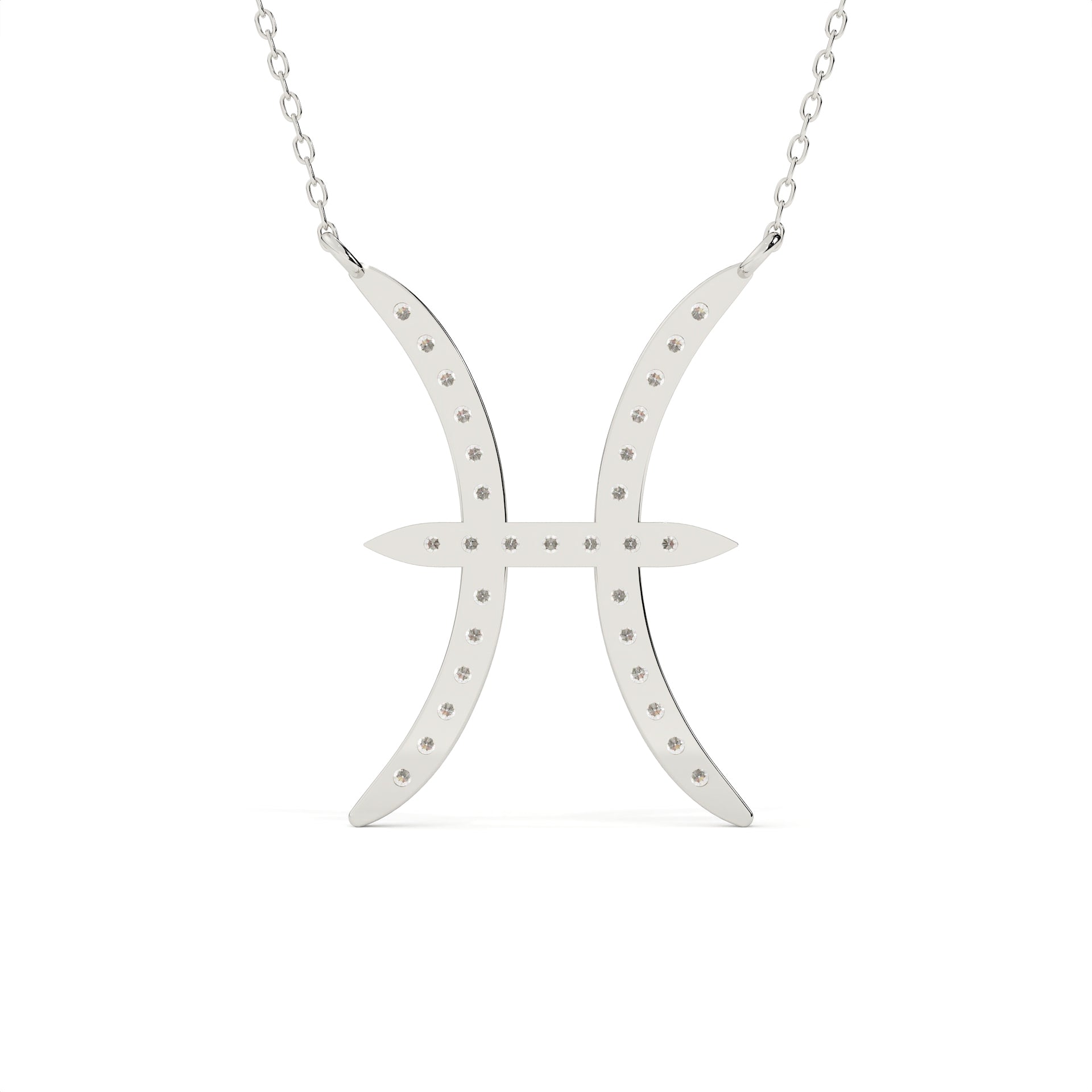 Pisces Zodiac Round Diamond Pendant With Gold Chain