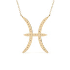 Pisces Zodiac Round Diamond Pendant With Gold Chain