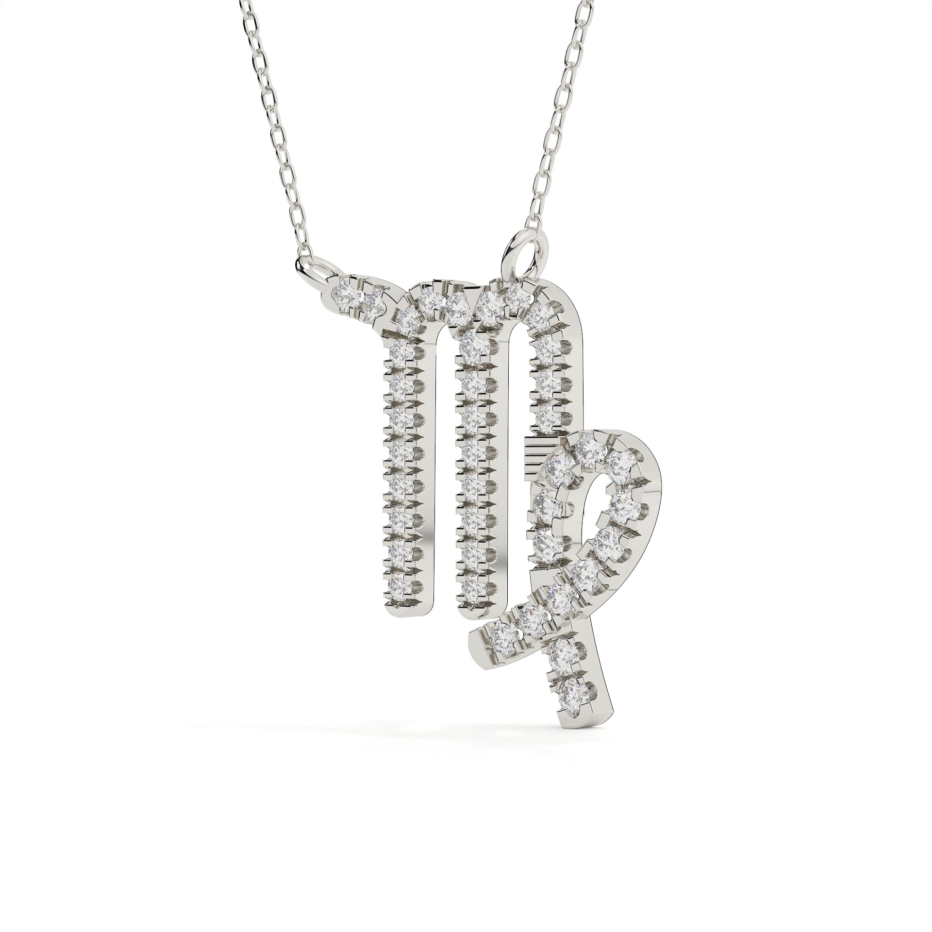 Round Cut Lab Diamond Virgo Zodiac Pendant
