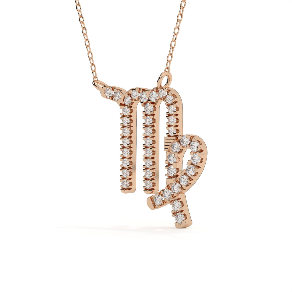 0.96 Carat Round Cut Lab Diamond Virgo Zodiac Pendant
