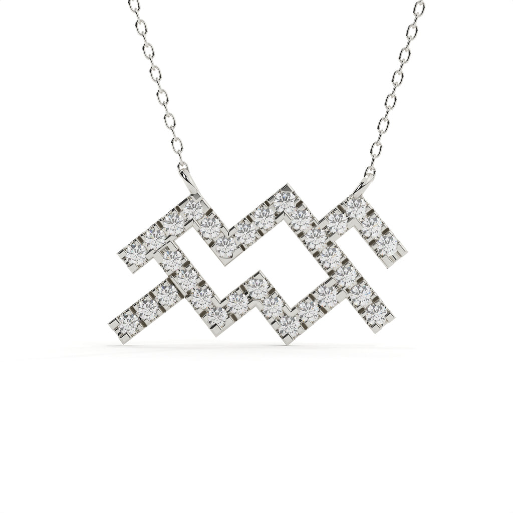 0.88 Carat Round Cut Lab Grown Diamond Aquarius Zodiac Pendant