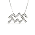 Round Cut Lab Grown Diamond Aquarius Zodiac Pendant
