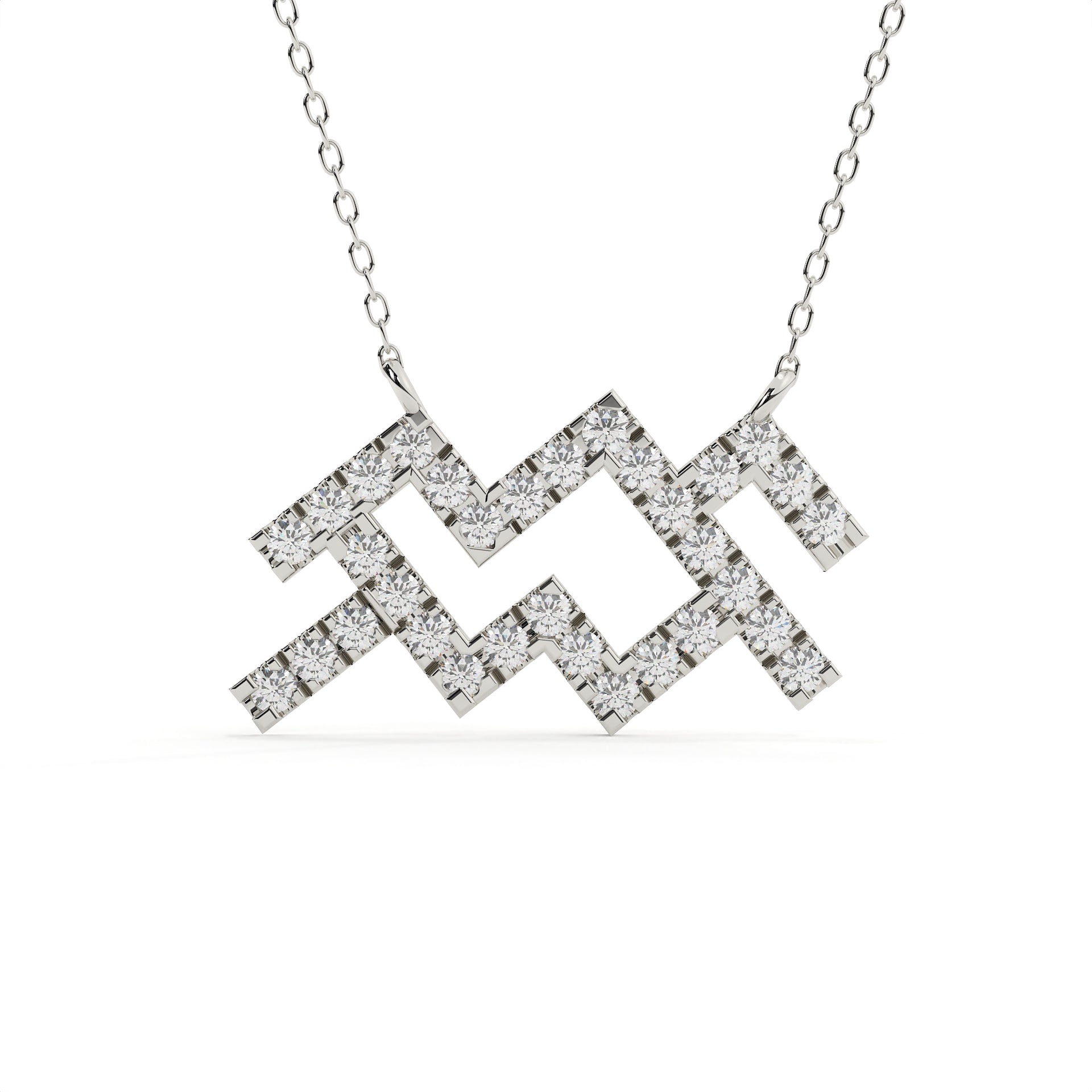 0.88 Carat Round Cut Lab Grown Diamond Aquarius Zodiac Pendant