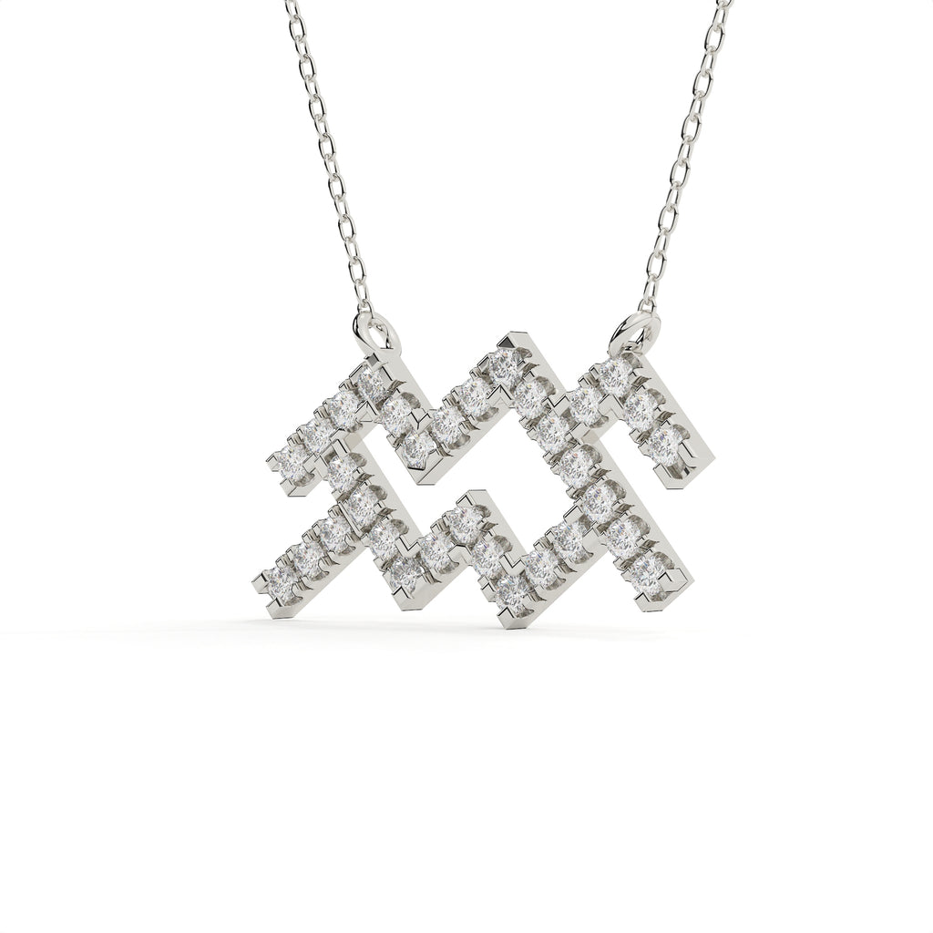 0.88 Carat Round Cut Lab Grown Diamond Aquarius Zodiac Pendant