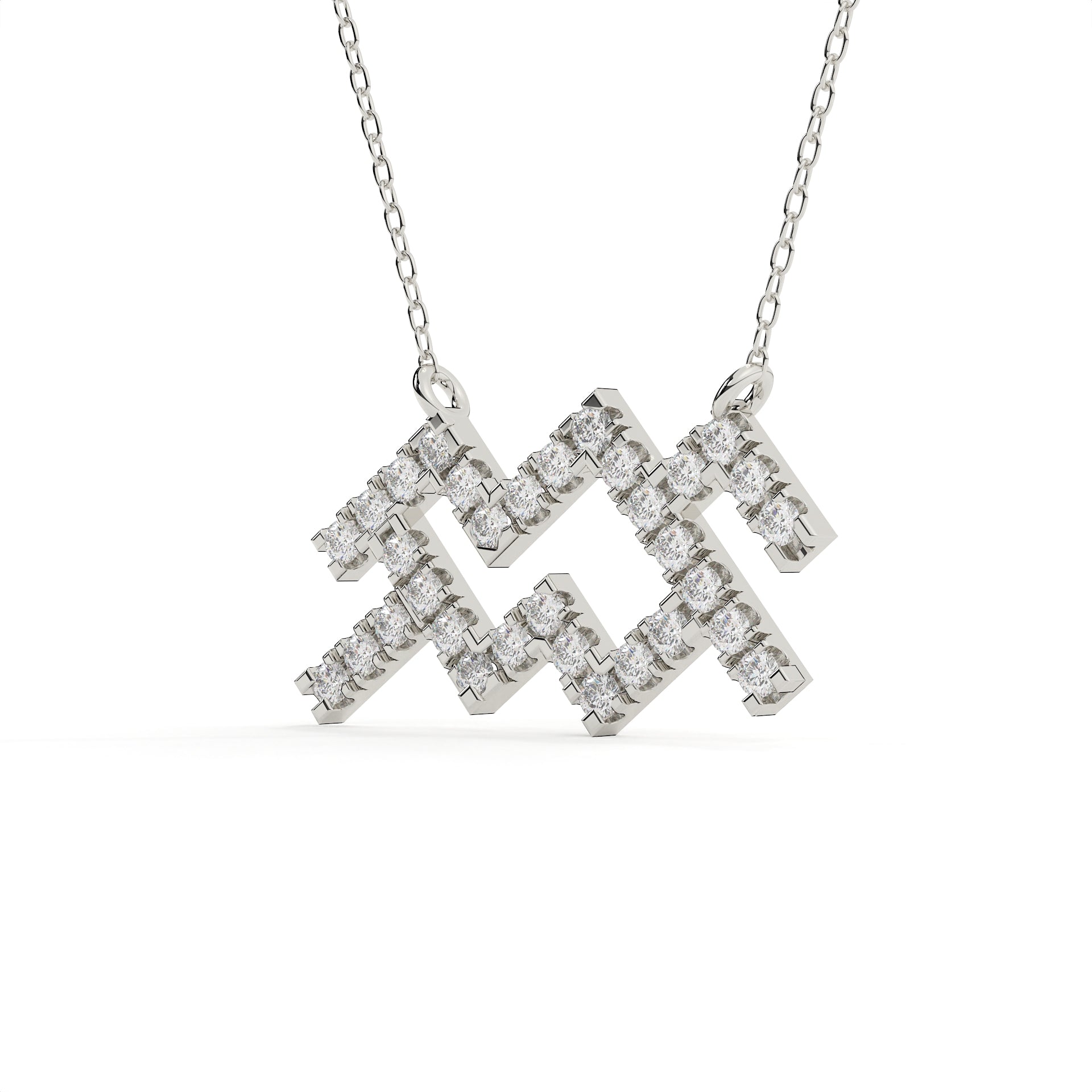 Round Cut Lab Grown Diamond Aquarius Zodiac Pendant