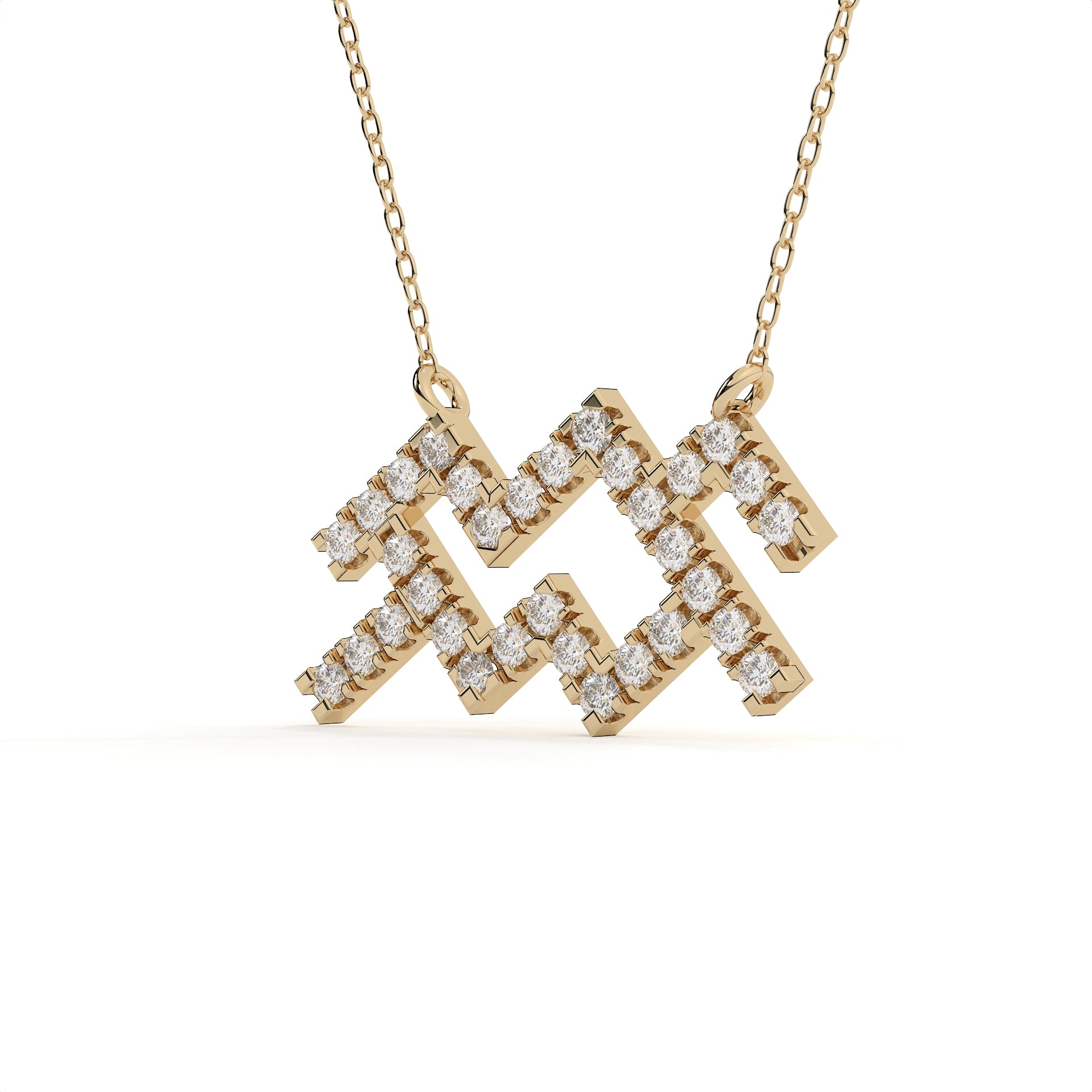 Round Cut Lab Grown Diamond Aquarius Zodiac Pendant