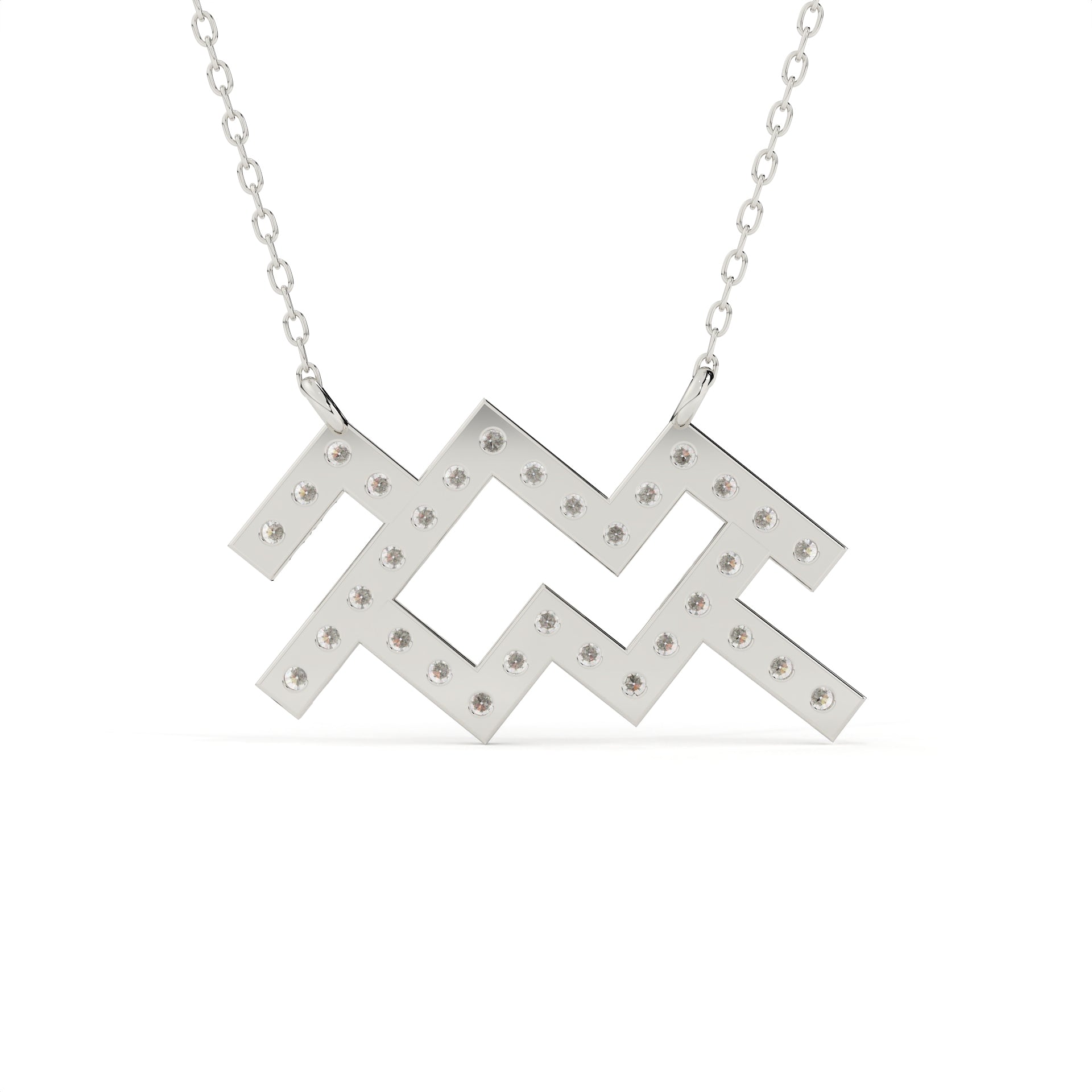 Round Cut Lab Grown Diamond Aquarius Zodiac Pendant