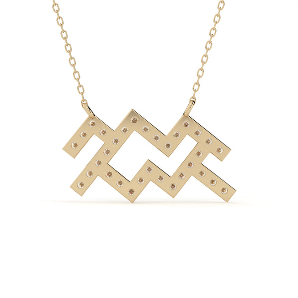 Round Cut Lab Grown Diamond Aquarius Zodiac Pendant