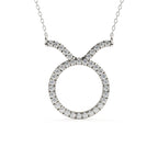 Round Cut Diamond Taurus Zodiac Pendant