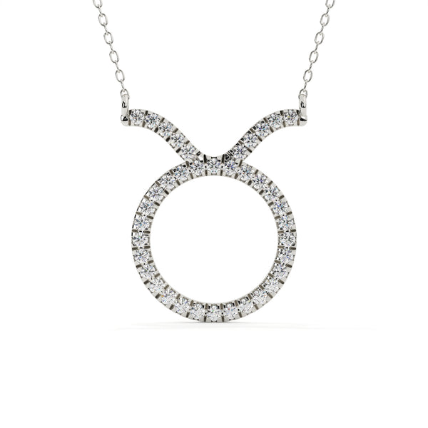Round Cut Diamond Taurus Zodiac Pendant