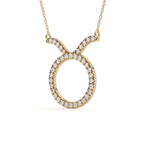 Round Cut Diamond Taurus Zodiac Pendant
