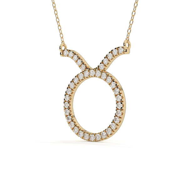 Round Cut Diamond Taurus Zodiac Pendant