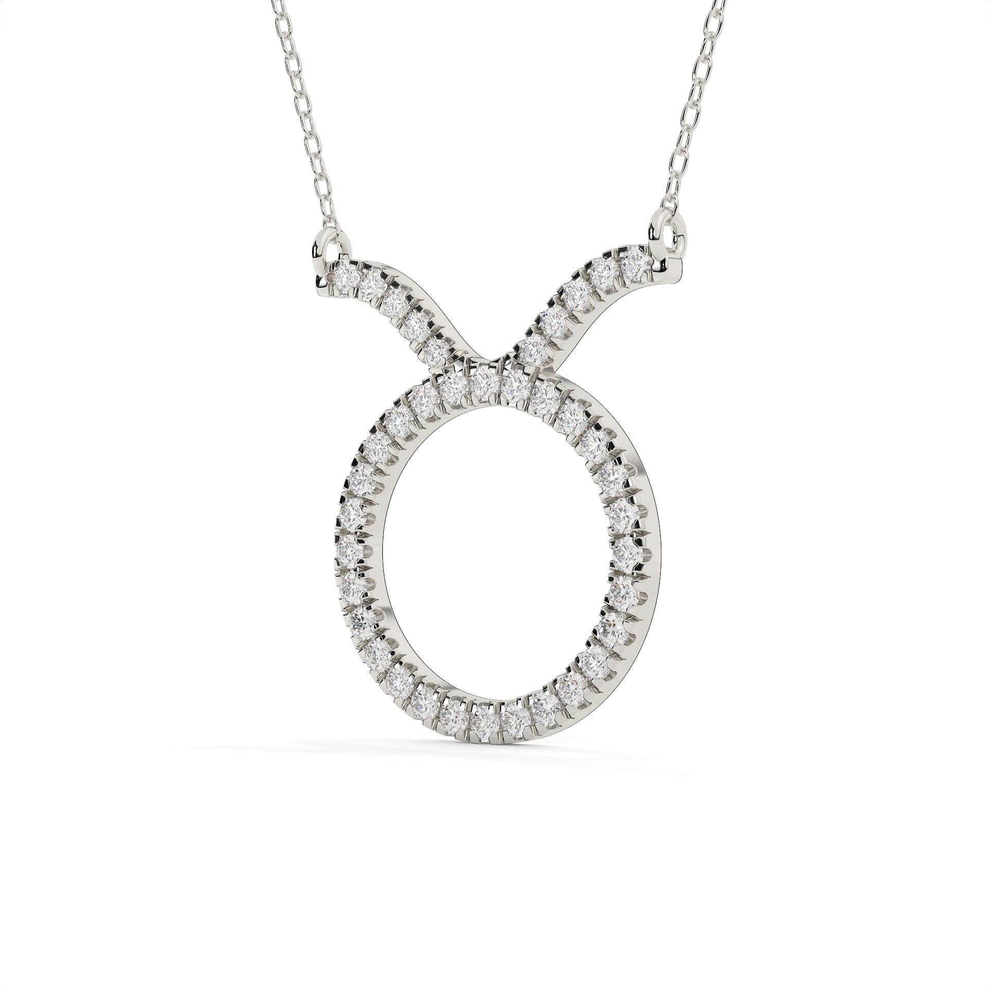 Round Cut Diamond Taurus Zodiac Pendant