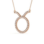 Round Cut Diamond Taurus Zodiac Pendant