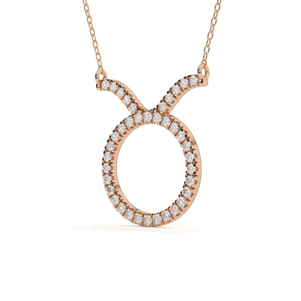 Round Cut Diamond Taurus Zodiac Pendant