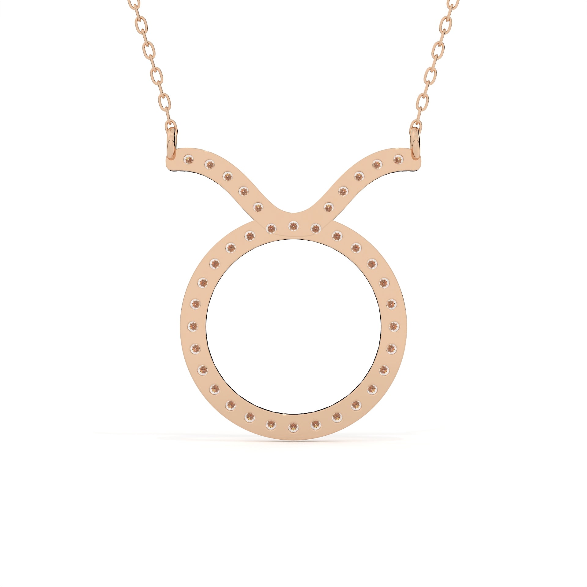 Round Cut Diamond Taurus Zodiac Pendant