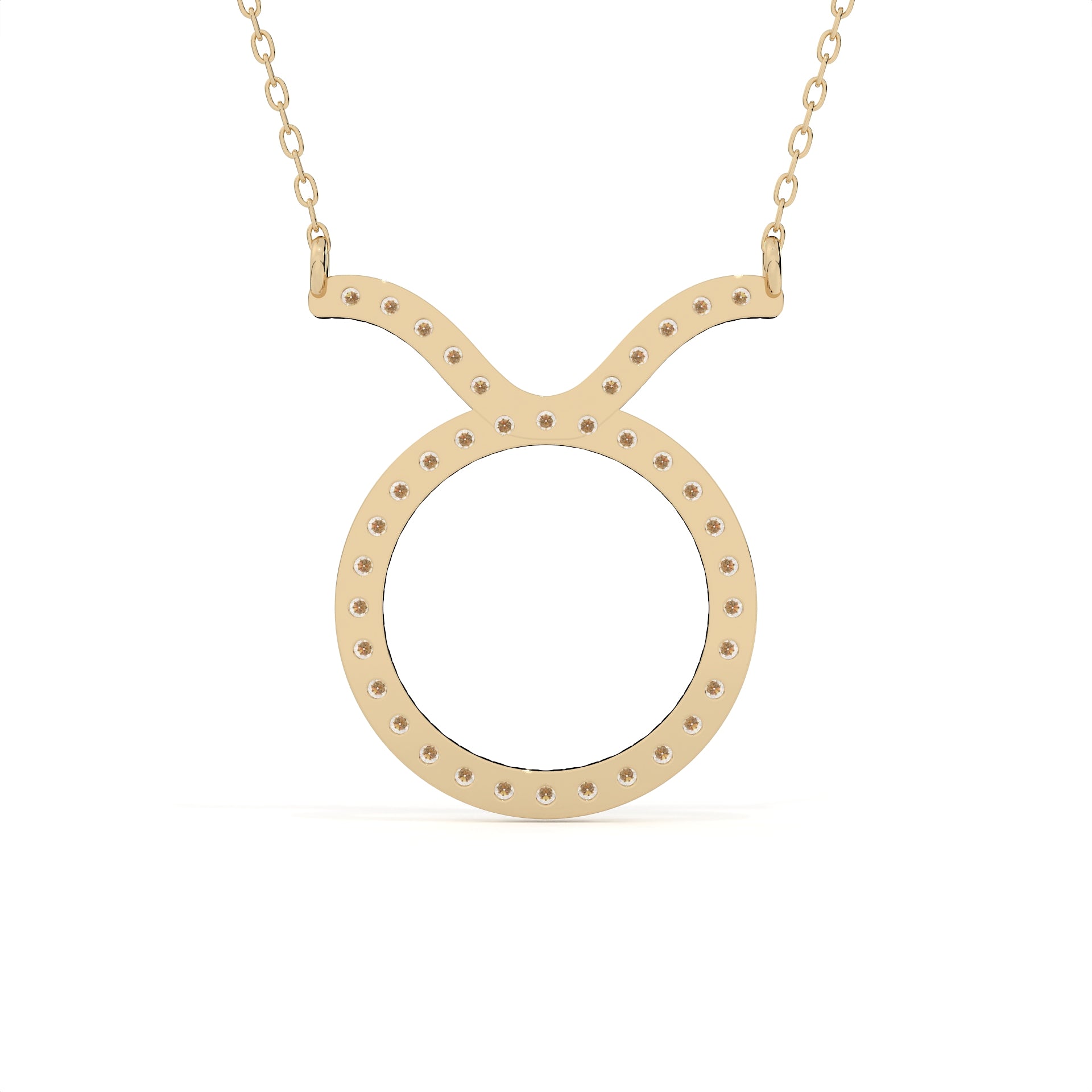 Round Cut Diamond Taurus Zodiac Pendant