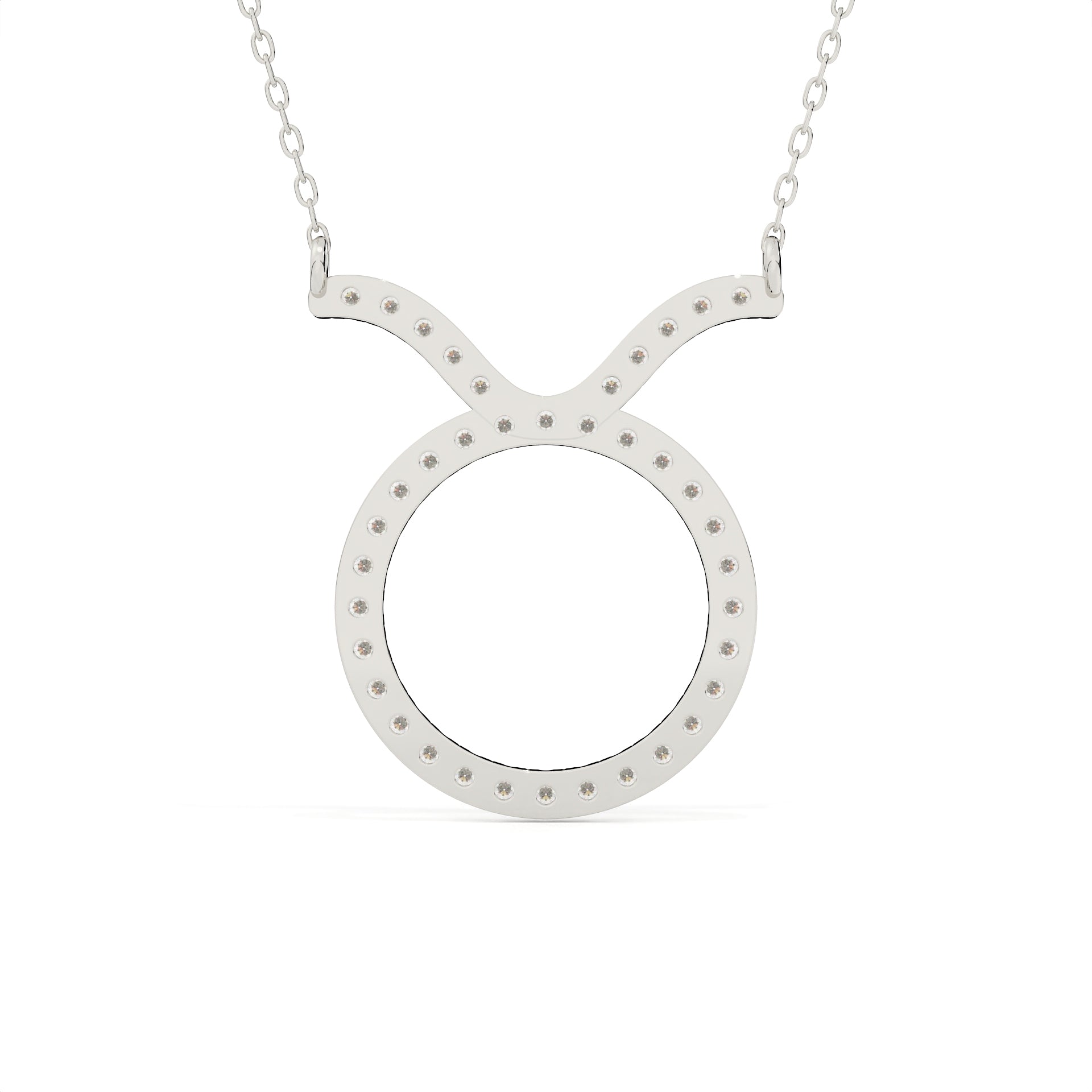 Round Cut Diamond Taurus Zodiac Pendant