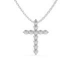 Round Cut Diamond Cross Pendant With Chain