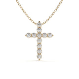 1.11 Carat Round Cut Diamond Cross Pendant With Chain