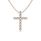 Round Cut Diamond Cross Pendant With Chain