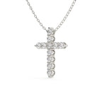 Round Cut Diamond Cross Pendant With Chain