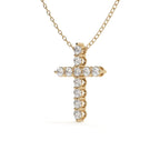 Round Cut Diamond Cross Pendant With Chain
