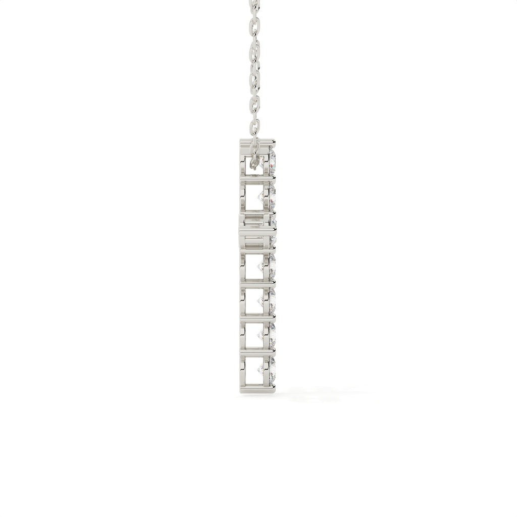 1.11 Carat Round Cut Diamond Cross Pendant With Chain