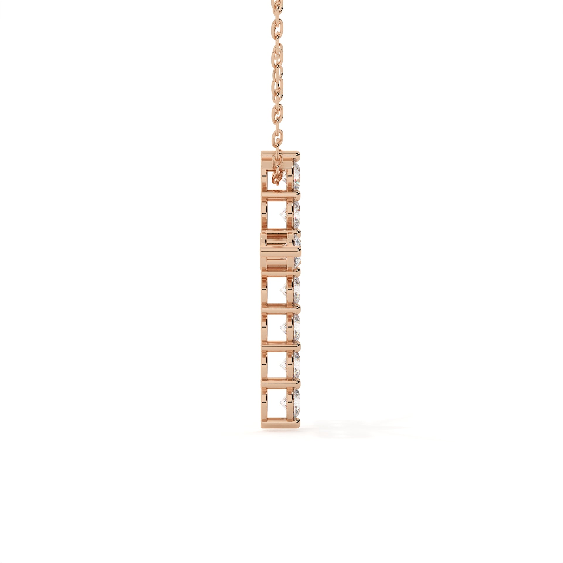 Round Cut Diamond Cross Pendant With Chain