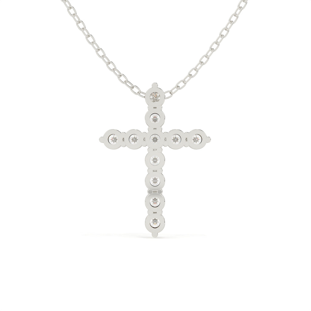 1.11 Carat Round Cut Diamond Cross Pendant With Chain