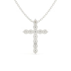 Round Cut Diamond Cross Pendant With Chain