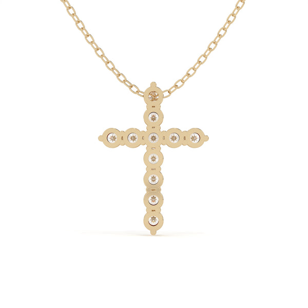 Round Cut Diamond Cross Pendant With Chain