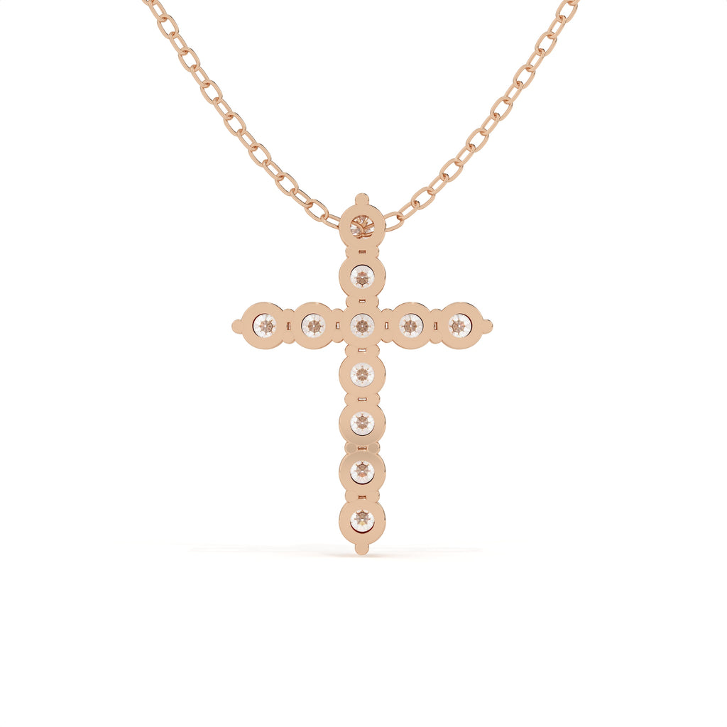 1.11 Carat Round Cut Diamond Cross Pendant With Chain
