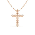 Round Cut Diamond Cross Pendant With Chain