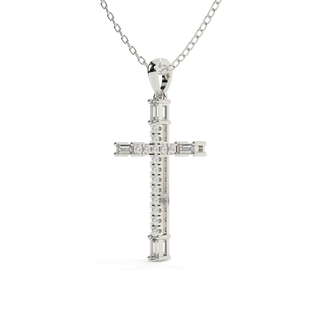 0.29 Carat Round And Baguette Cut Diamond Christ Pendant