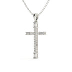 Round And Baguette Cut Diamond Christ Pendant