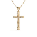 Round And Baguette Cut Diamond Christ Pendant