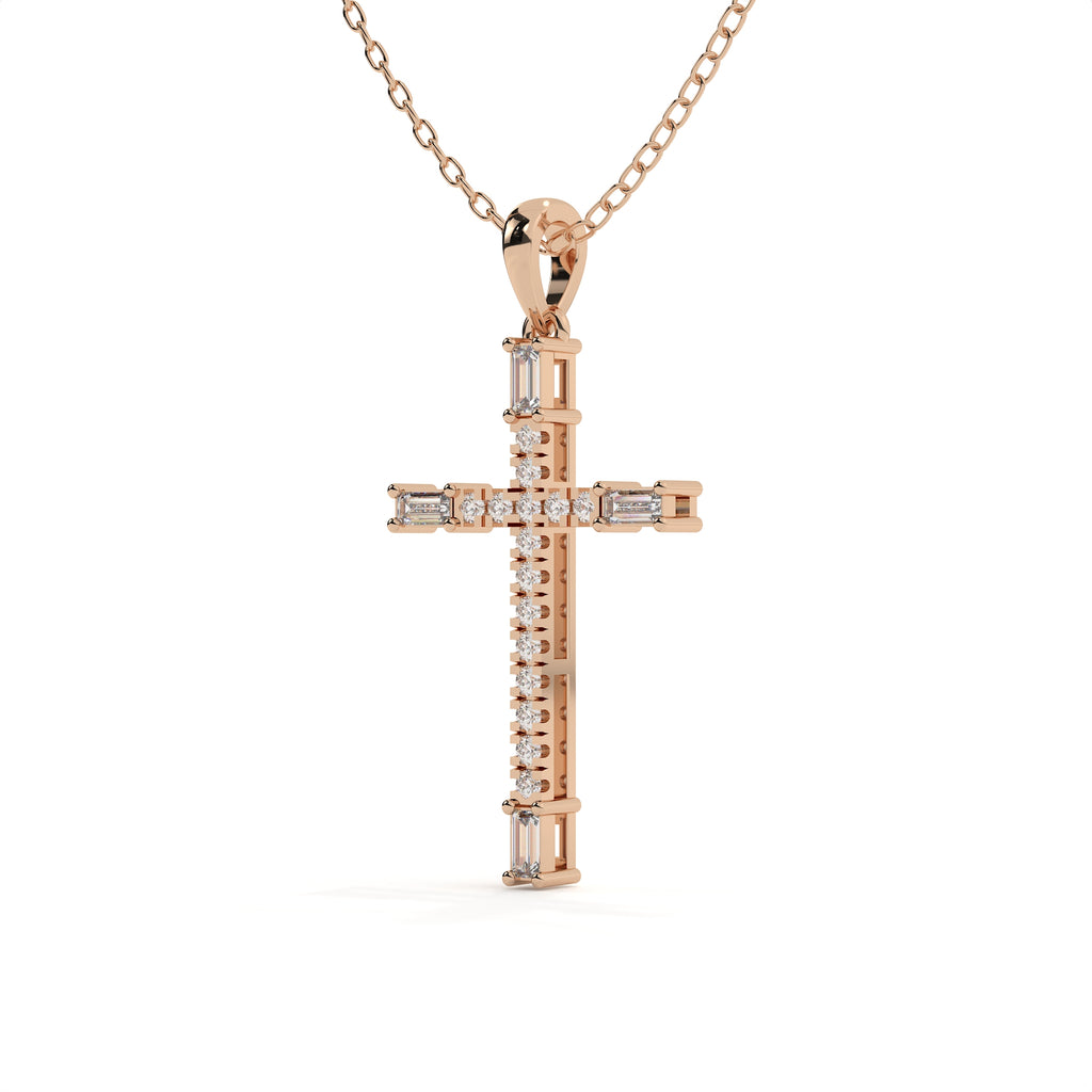 0.29 Carat Round And Baguette Cut Diamond Christ Pendant