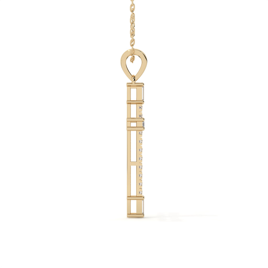0.29 Carat Round And Baguette Cut Diamond Christ Pendant