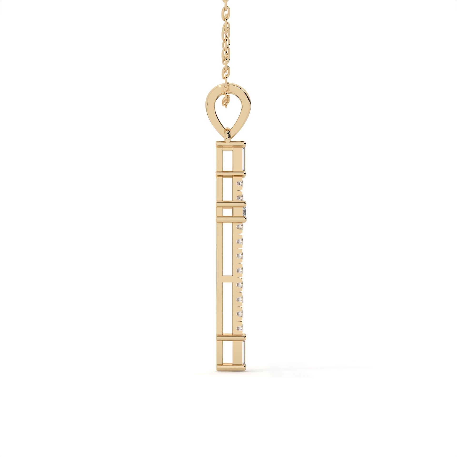 0.29 Carat Round And Baguette Cut Diamond Christ Pendant