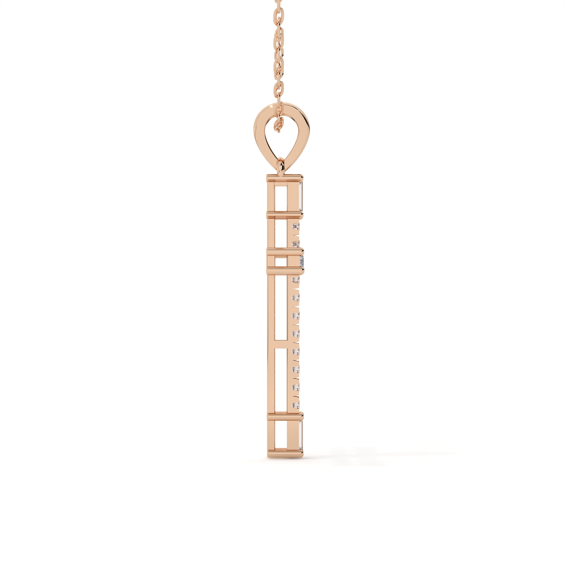 0.29 Carat Round And Baguette Cut Diamond Christ Pendant