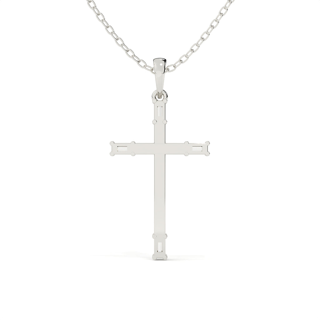 0.29 Carat Round And Baguette Cut Diamond Christ Pendant
