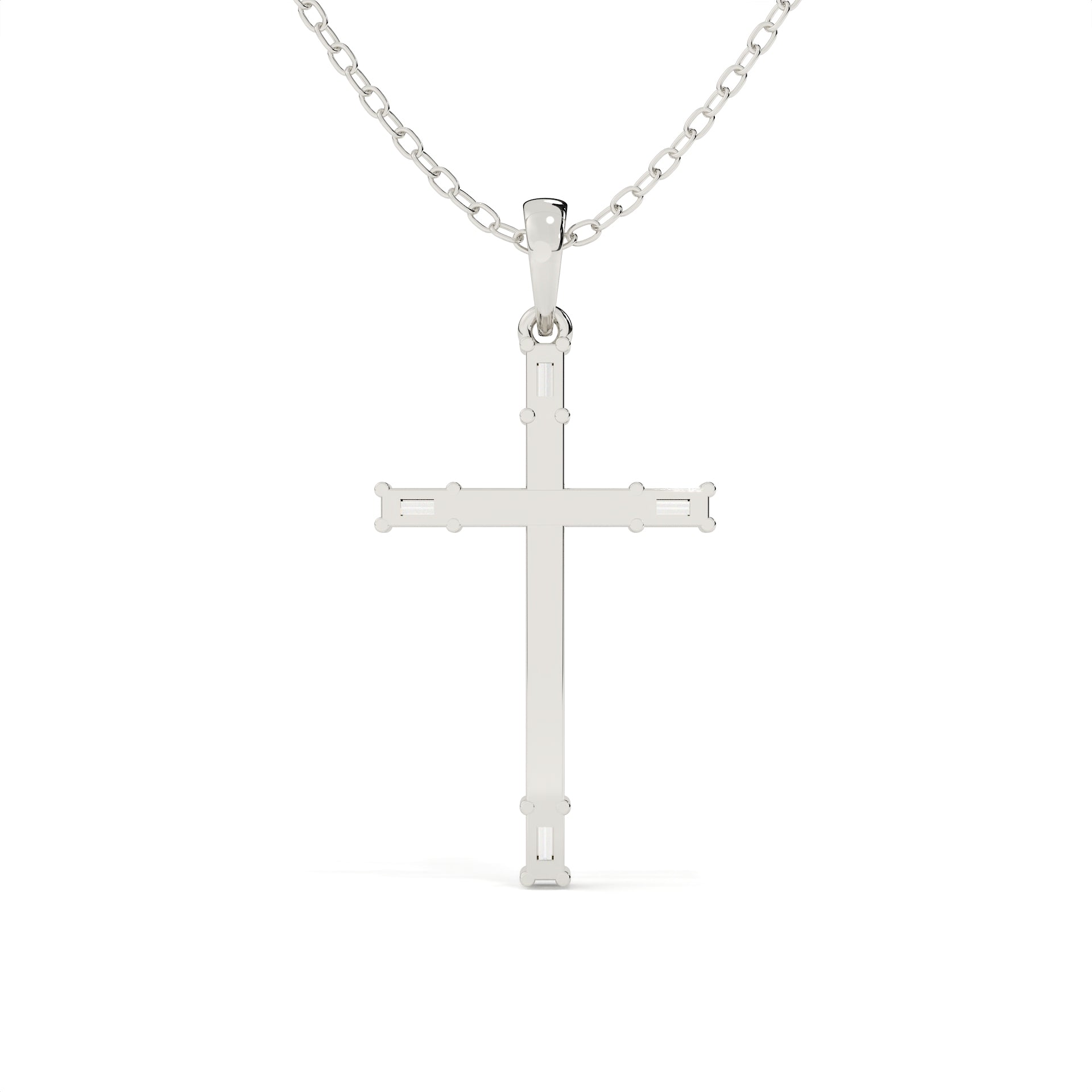 0.29 Carat Round And Baguette Cut Diamond Christ Pendant