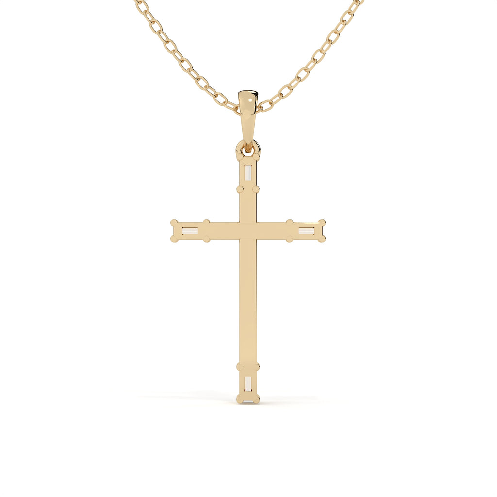 0.29 Carat Round And Baguette Cut Diamond Christ Pendant