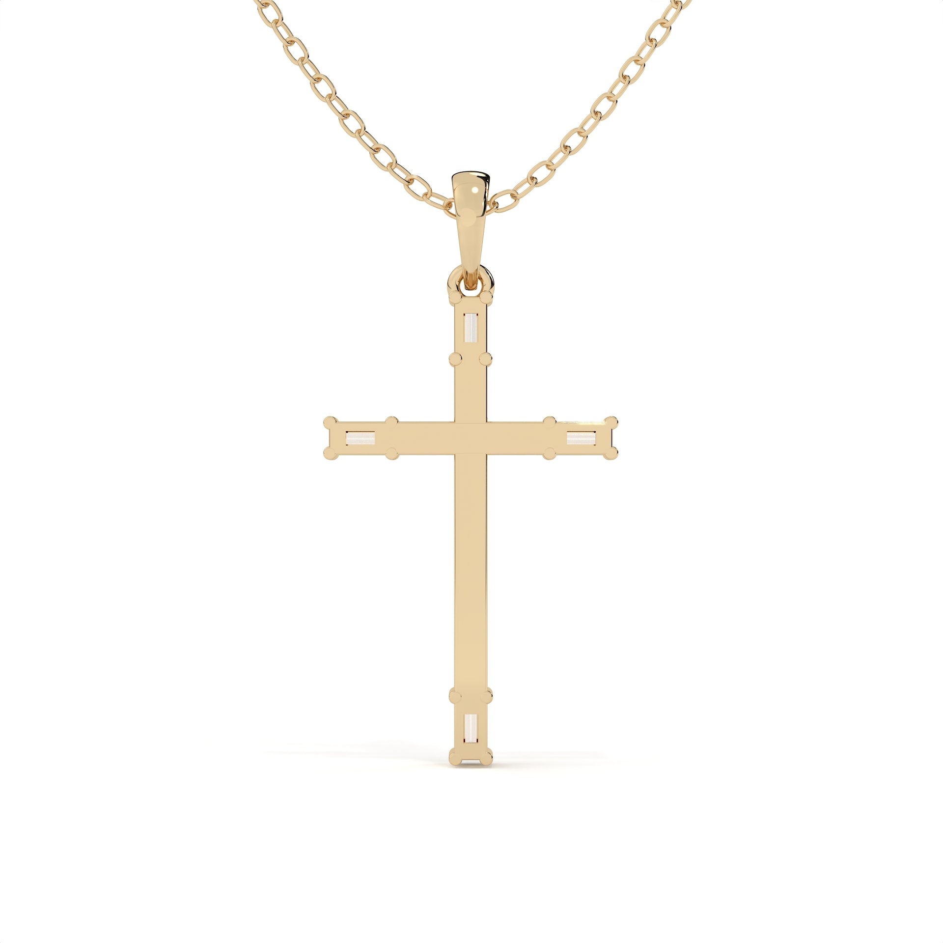 Round And Baguette Cut Diamond Christ Pendant
