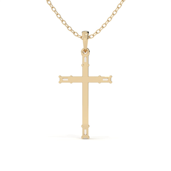 Round And Baguette Cut Diamond Christ Pendant