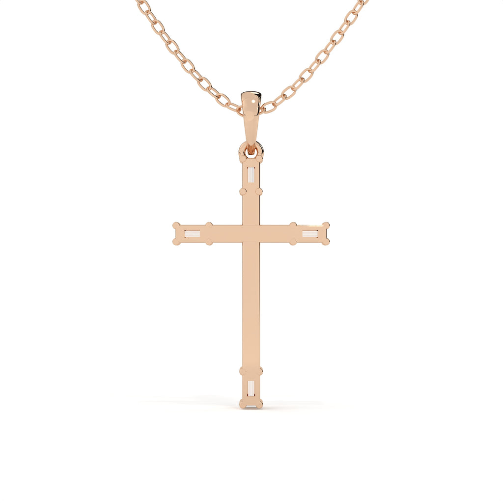 0.29 Carat Round And Baguette Cut Diamond Christ Pendant