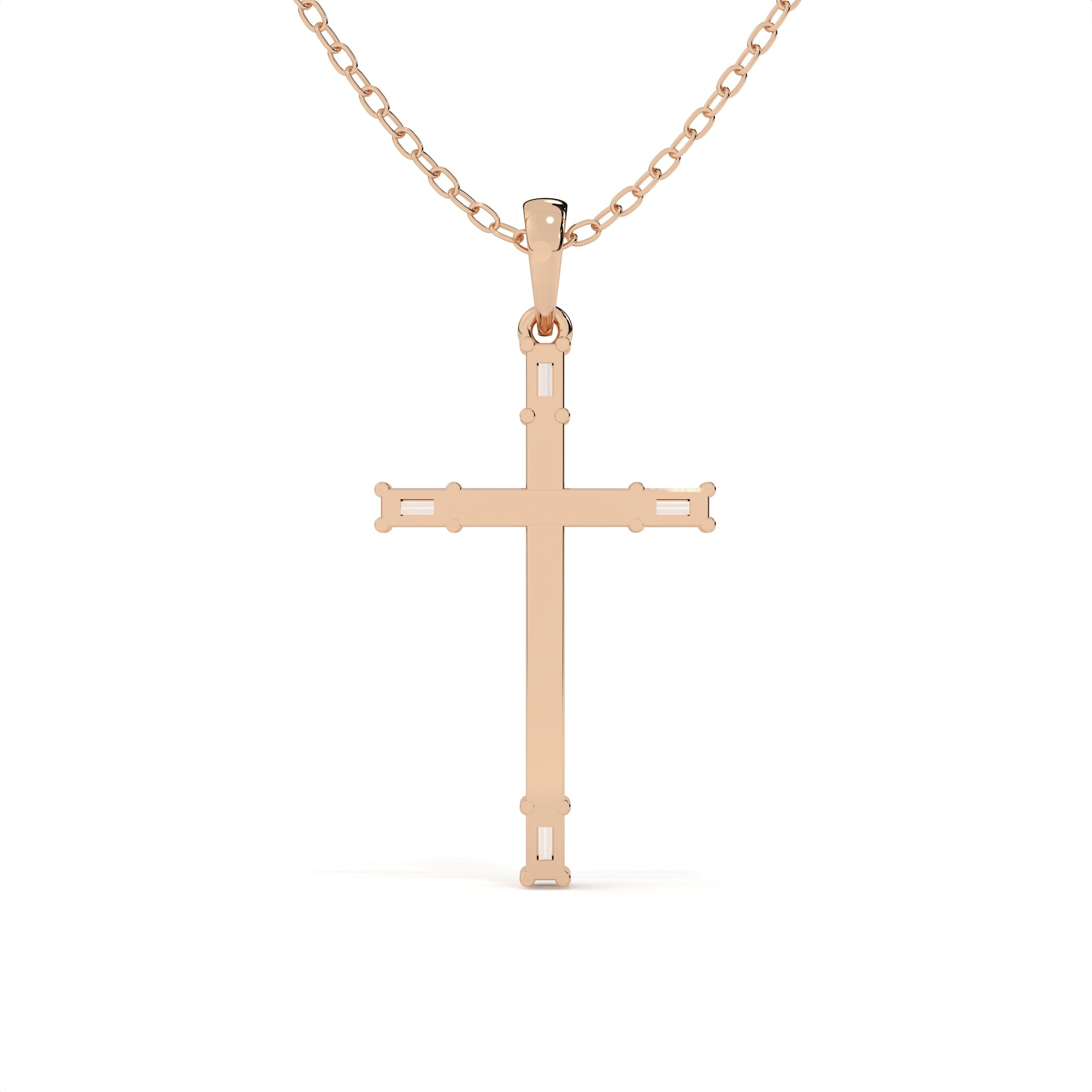 Round And Baguette Cut Diamond Christ Pendant