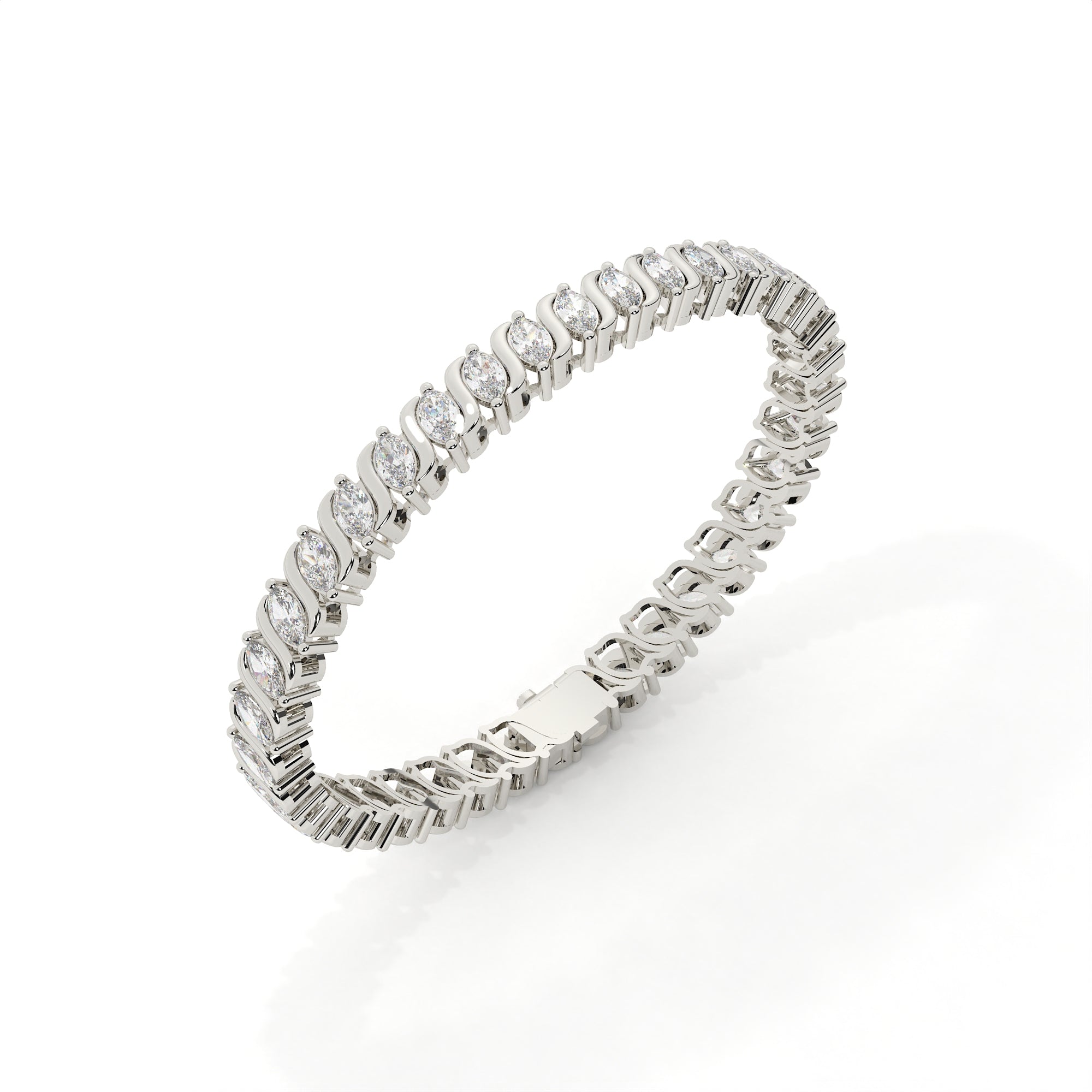 4.73 Carat Marquise Cut Lab Created Diamond Tennis Bracelet